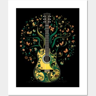 Acoustic Guitar Tree Guitar Player Nature Guitarist Posters and Art